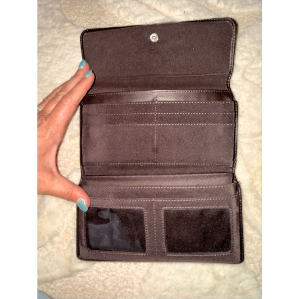 Mundi Black Leather Fold-Over Clutch